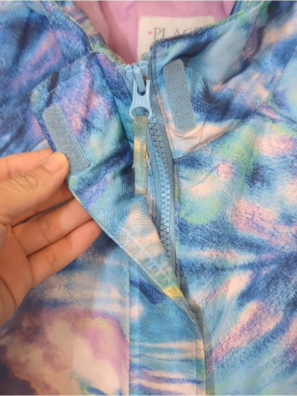 The Childrens Place Girls Winter Jacket Watercolor Swirl Blue Pink Purple XXL 16